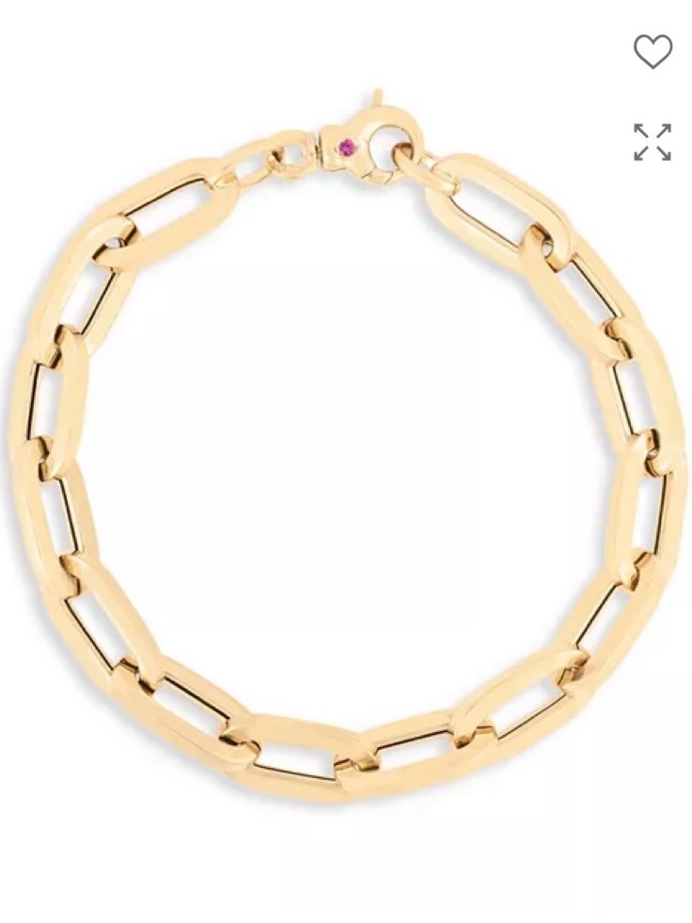 Roberto Coin 18k Yellow Gold classic Oro Paperclip Bracelet with signature ruby.